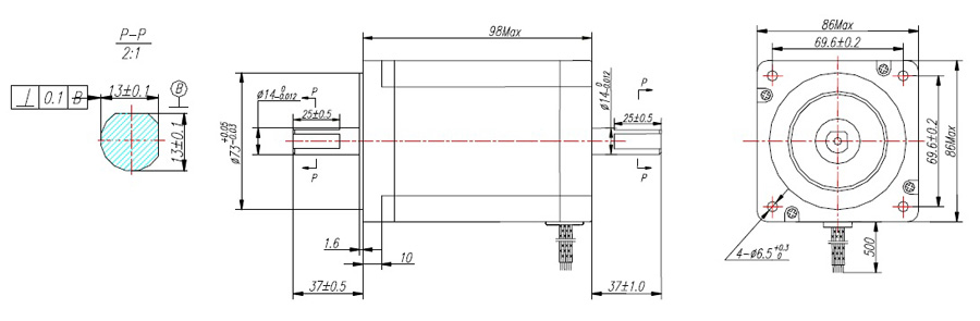 デラロミラノ エメラ Mサイズ NEMA 34 Dual Shaft Stepper Motor 920oz in 98mm 8LEADS 80VDC 5 6A